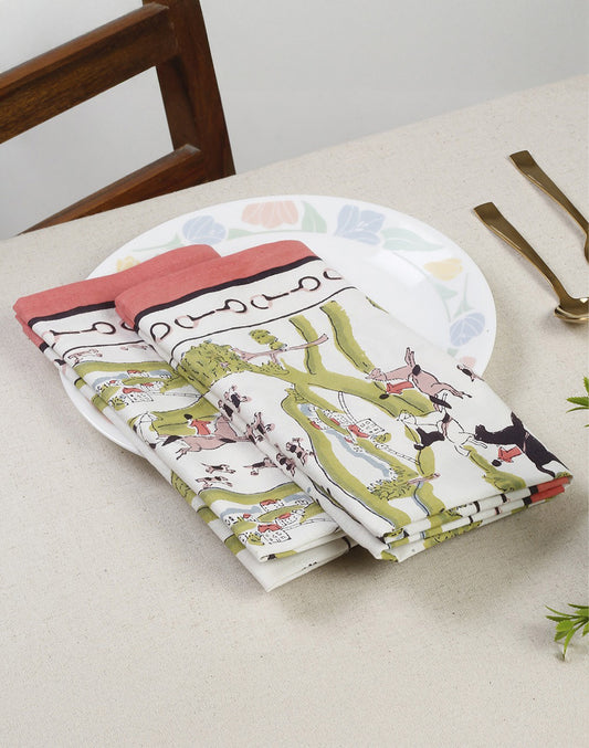 White Printed Cotton Table Napkin 20"X20"