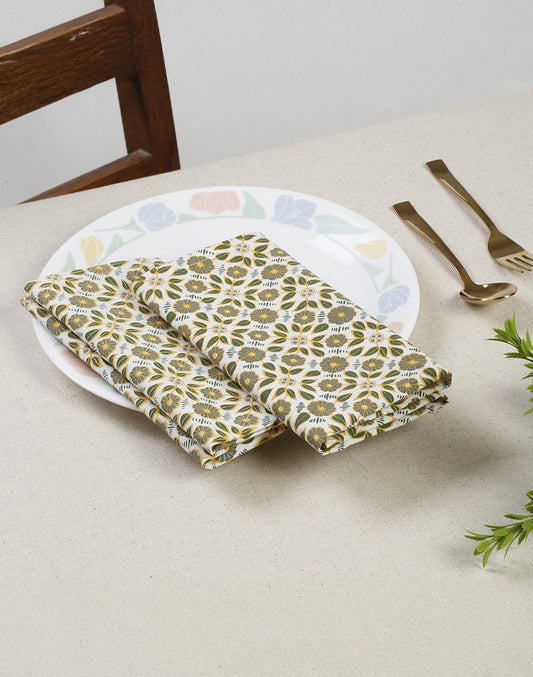 Yellow Printed Cotton Napkin 20"X20"