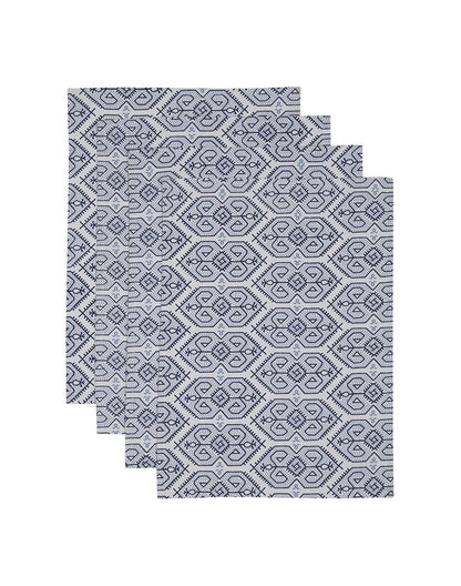 Set Of 4- Blue Cotton Printed Table Mat