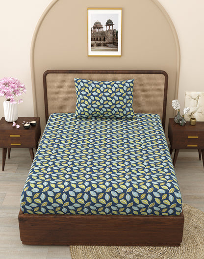 Blue Abstract Bedsheet Set with Pillow Cover