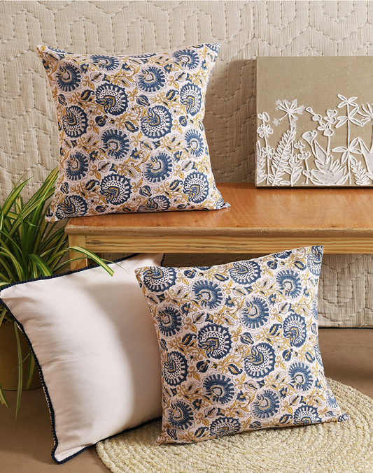 Set of 3 - Coordinated Cotton Cushion Cover Set - 16"x16"