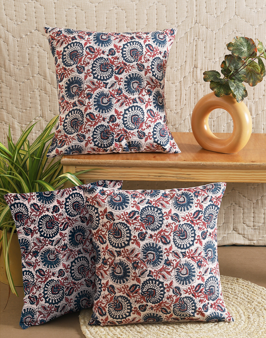 Set of 3 - Coordinated Cotton Cushion Cover Set - 16"x16"