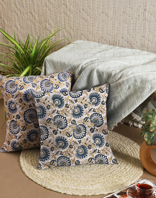 Set of 2 - Flower Garden Printed Cushion Cover - 16"x16"