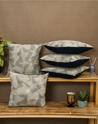 Set Of 5 - Beige Cotton Cushion Cover - 16"X16"