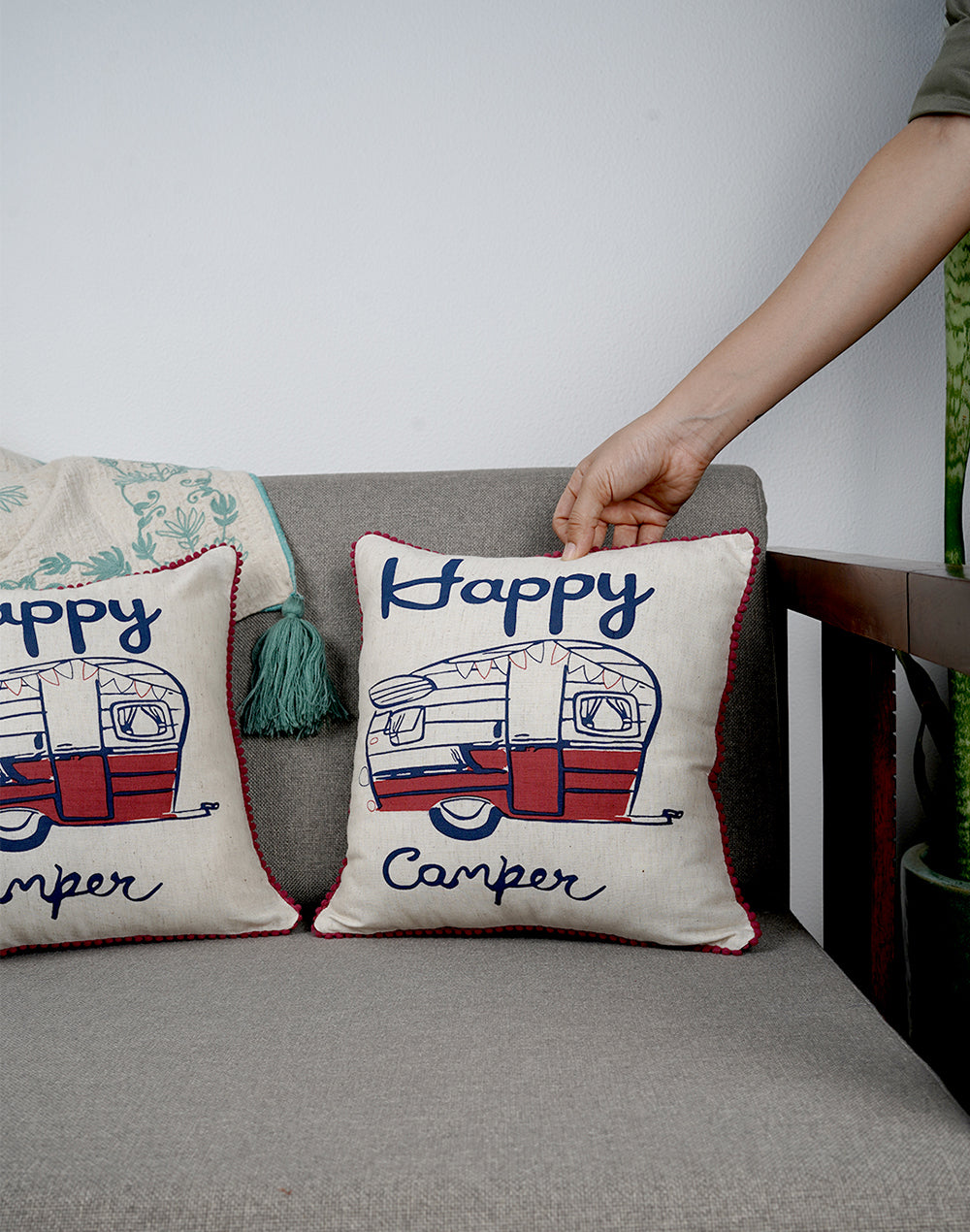 Set Of 2 - Cotton Cream Cushion Cover - 12"X12"