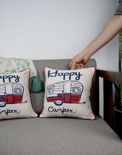 Set Of 2 - Cotton Cream Cushion Cover - 12"X12"