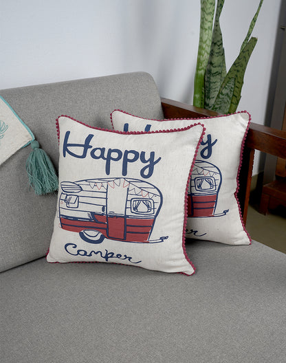 Set Of 2 - Cotton Cream Cushion Cover - 12"X12"