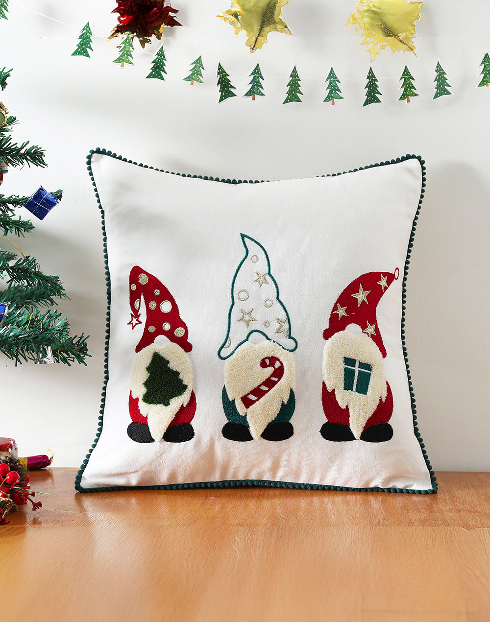CUSHION COVER Embroidery CHEERS SANTA