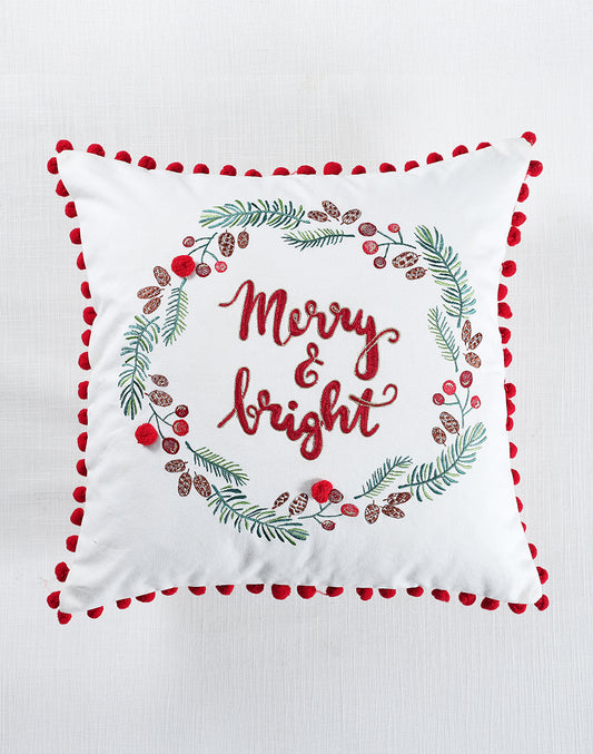 CUSHION COVER Embroidery MERRY BRIGHT