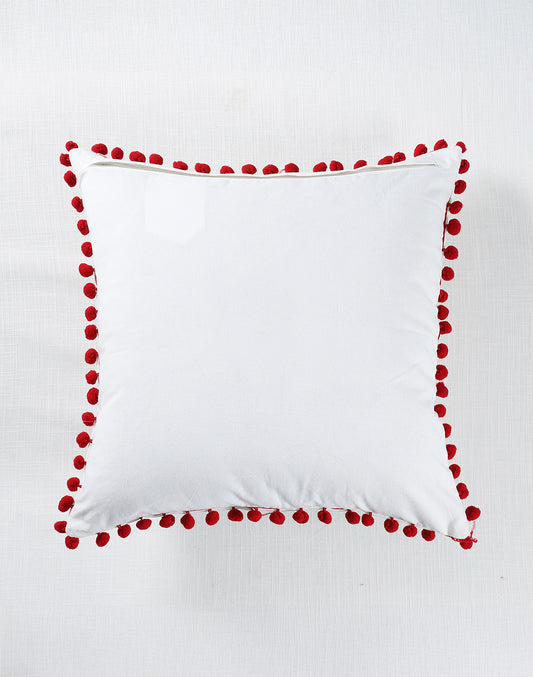 Merry Bright Embroidered Christmas Decor Cushion Cover