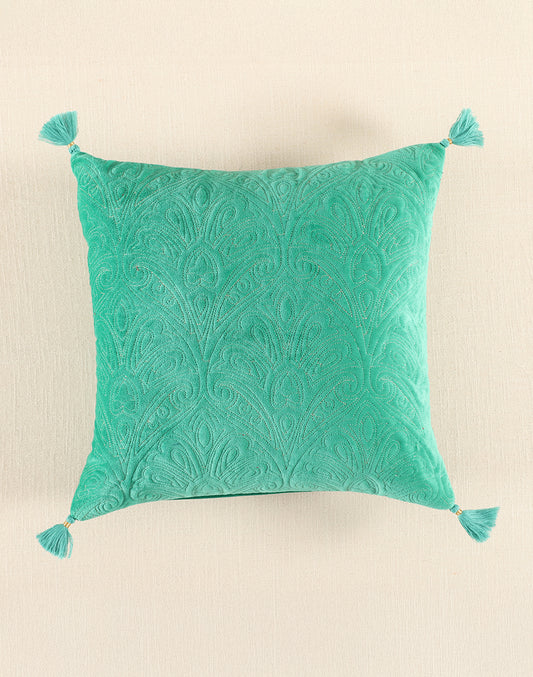 Green Christmas Embroidered Cushion Cover