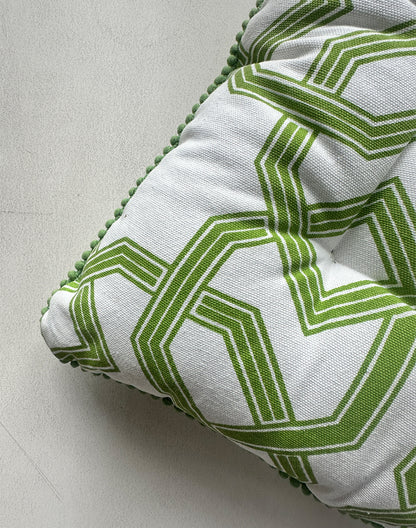Green Geometric Chair pad / Floor Cushion