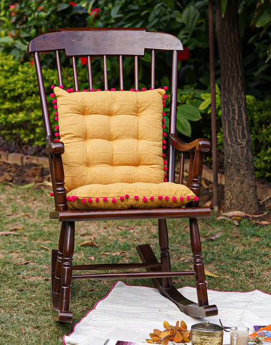 Yellow Textured Chairpad/ Floor Cushion
