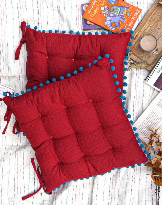 Red Textured Chairpad / Floor Cushion