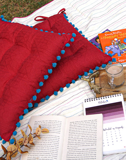 Red Textured Chairpad / Floor Cushion