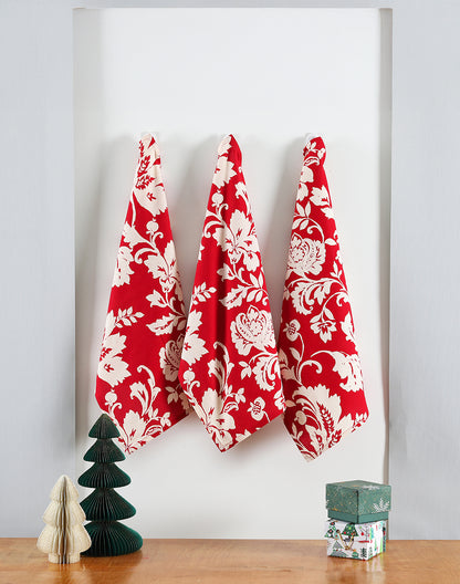 Christmas Kitchen Towel Set of 3 ROSY FLOWER