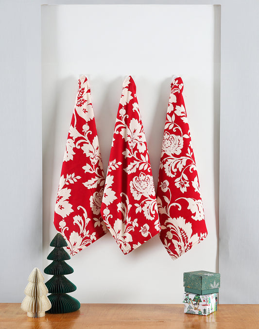 Christmas Kitchen Towel Set of 3 ROSY FLOWER