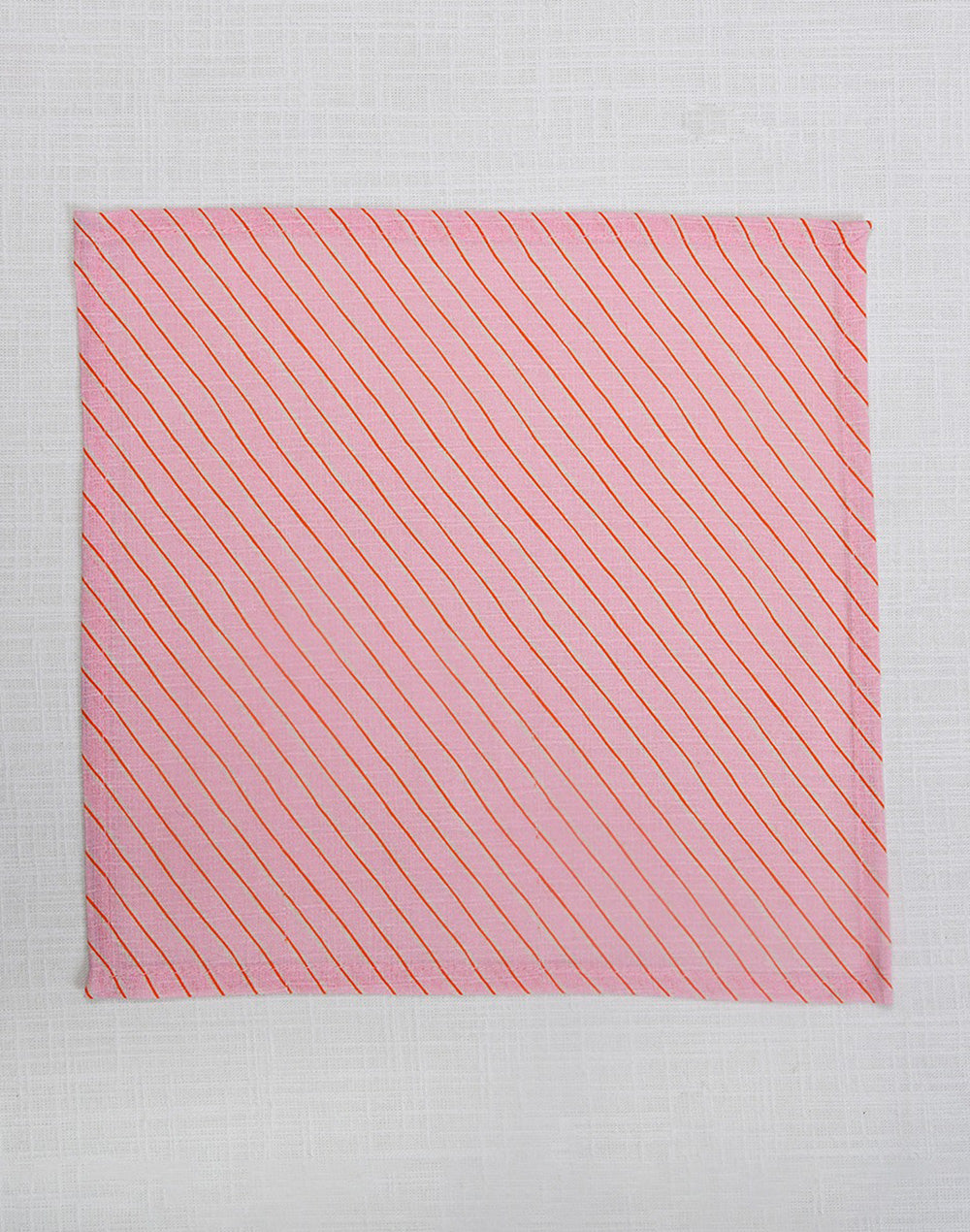 Set Of 6- 12"X12" Pink Stripes Cotton Napkin