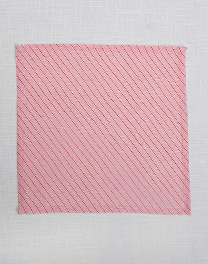 Set Of 6- 12"X12" Pink Stripes Cotton Napkin