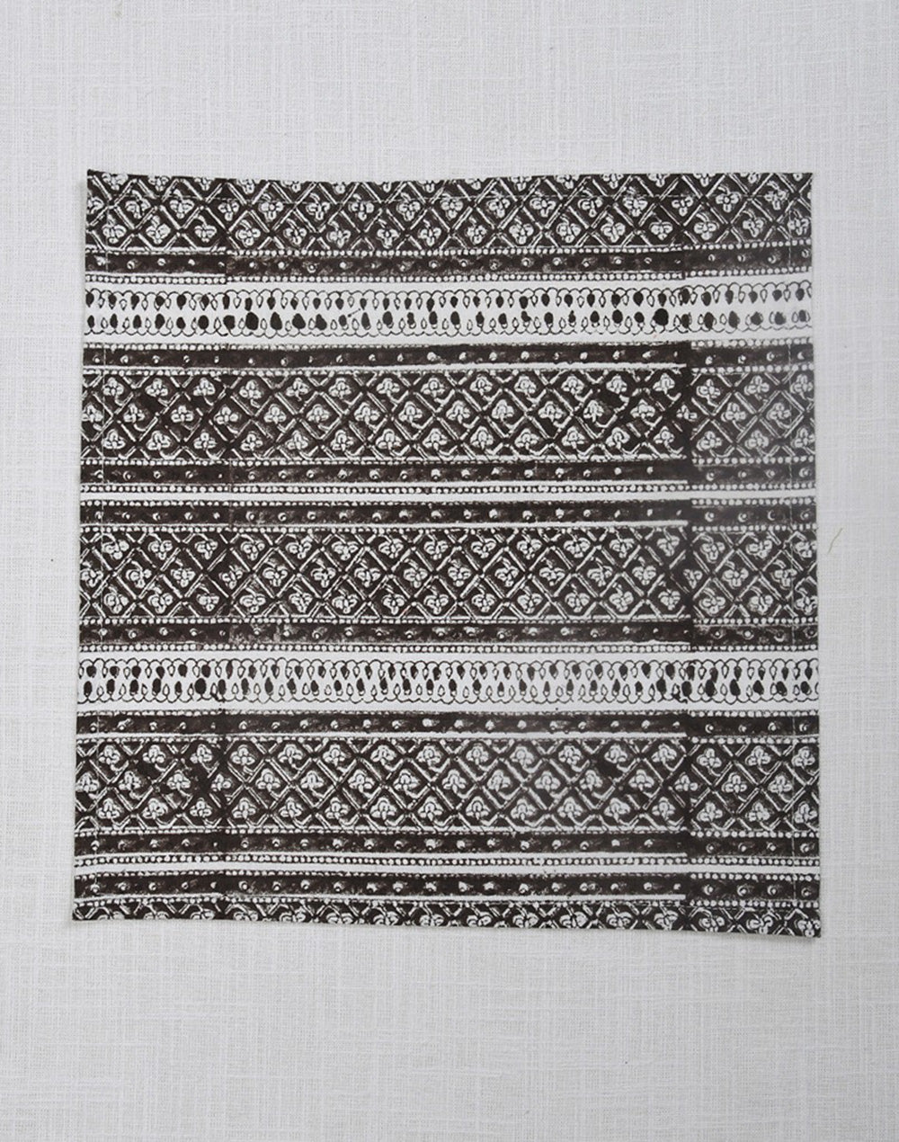 Set Of 6 - 12"X12" Brown Cottonn Printed Napkin