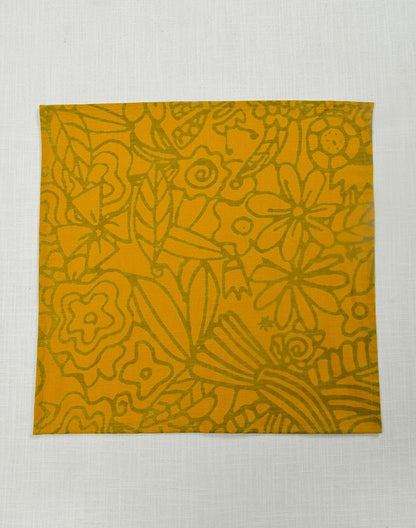 Set Of 6 - 16"X16" Yellow Floral Cotton Napkin