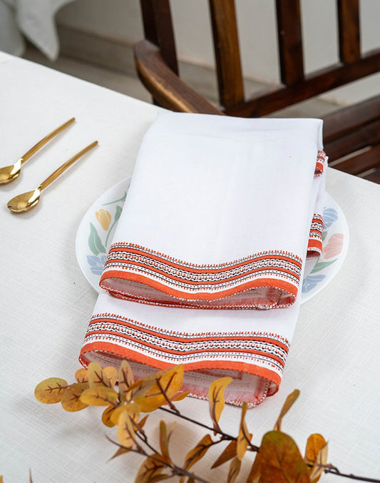 Set Of 6 -20"X20" White Cotton Napkin