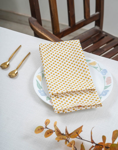 Set O 6- 16"X 16" Gold Printed Cotton Napkin