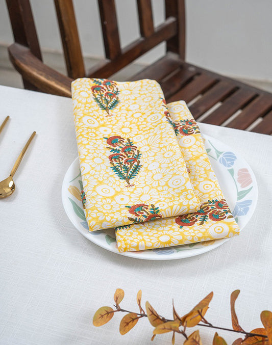 Set Of 6 - 16"X 16" Yellow Cotton Napkin