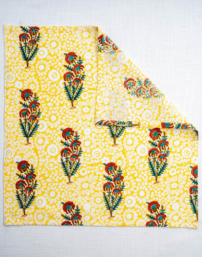 Set Of 6 - 16"X 16" Yellow Cotton Napkin