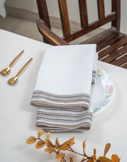 Set Of 6 -20"X20" White Cotton Napkin