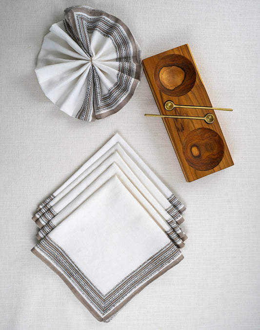 Set Of 6 -20"X20" White Cotton Napkin