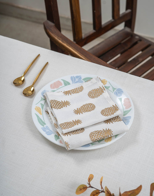 Set Fo 6 -12"X 12" Pineapple Print Cotton Napkin