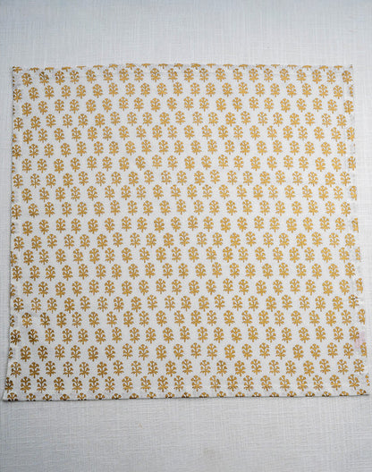 Set Of 6 - 16"X 16" White Cotton Gold Printed Napkin