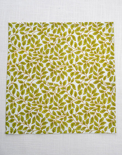 Set Of 6 - 12"X 12" Leafy Cotton Napkin