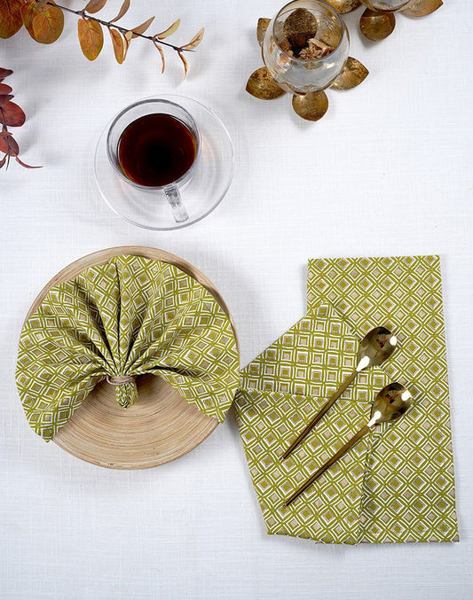Set Of 4 - 10" Green Cocktail Napkin/ Party Napkin