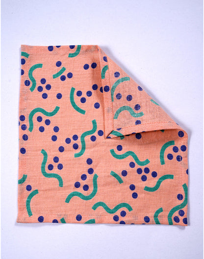Set Of 4 - Printed Linen Cocktail Napkin/ Premium Party Napkins