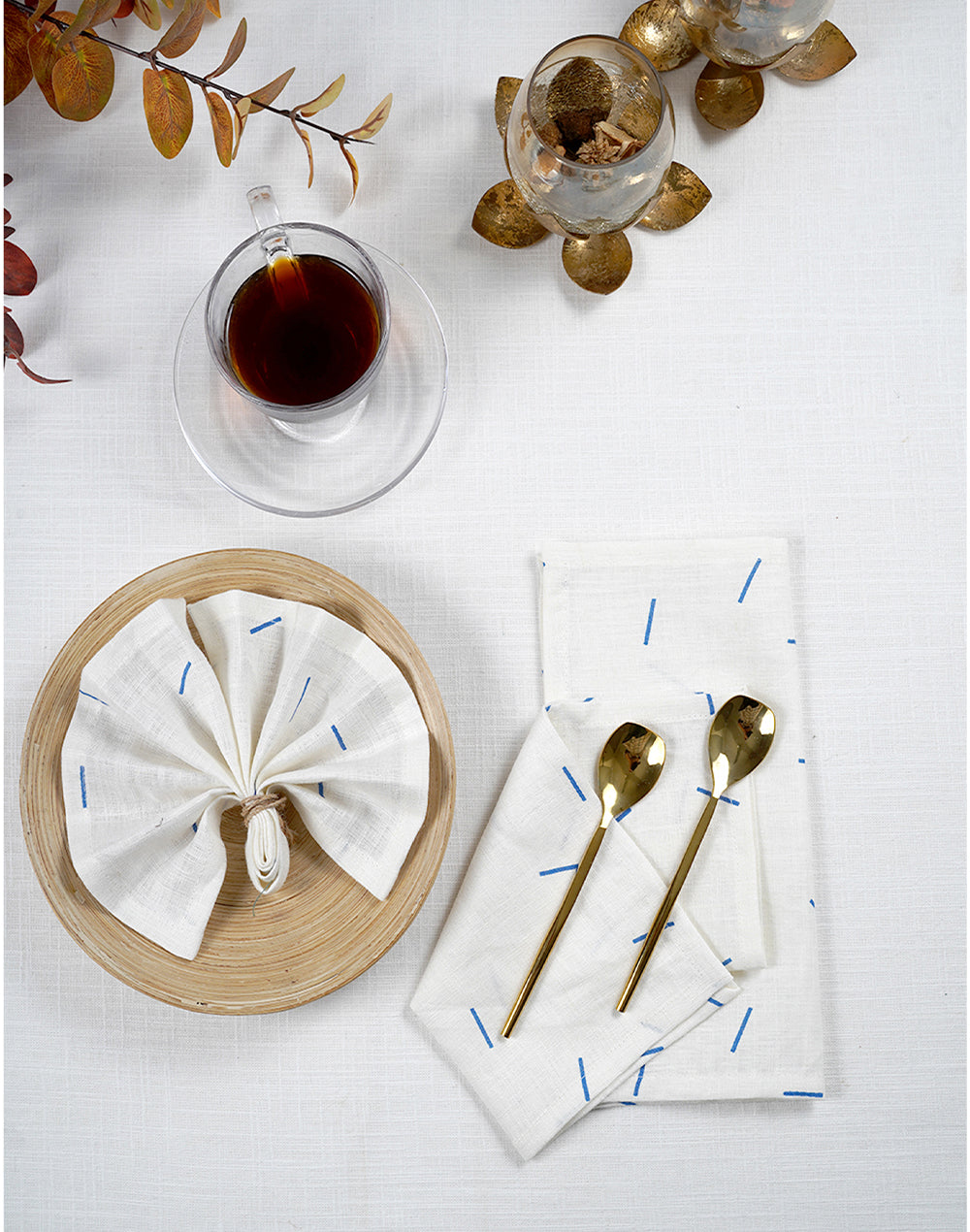 Set Of 4- 10" White Linen Cocktail Napkin/ Party Napkins
