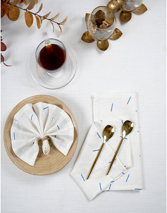 Set Of 4- 10" White Linen Cocktail Napkin/ Party Napkins