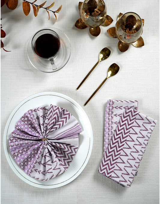 Set Of 6 - 16" Abstract Lavender Cotton Table Napkins