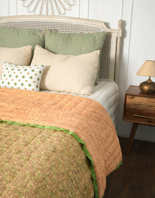 Block Printed Reversible Quilt- Medium