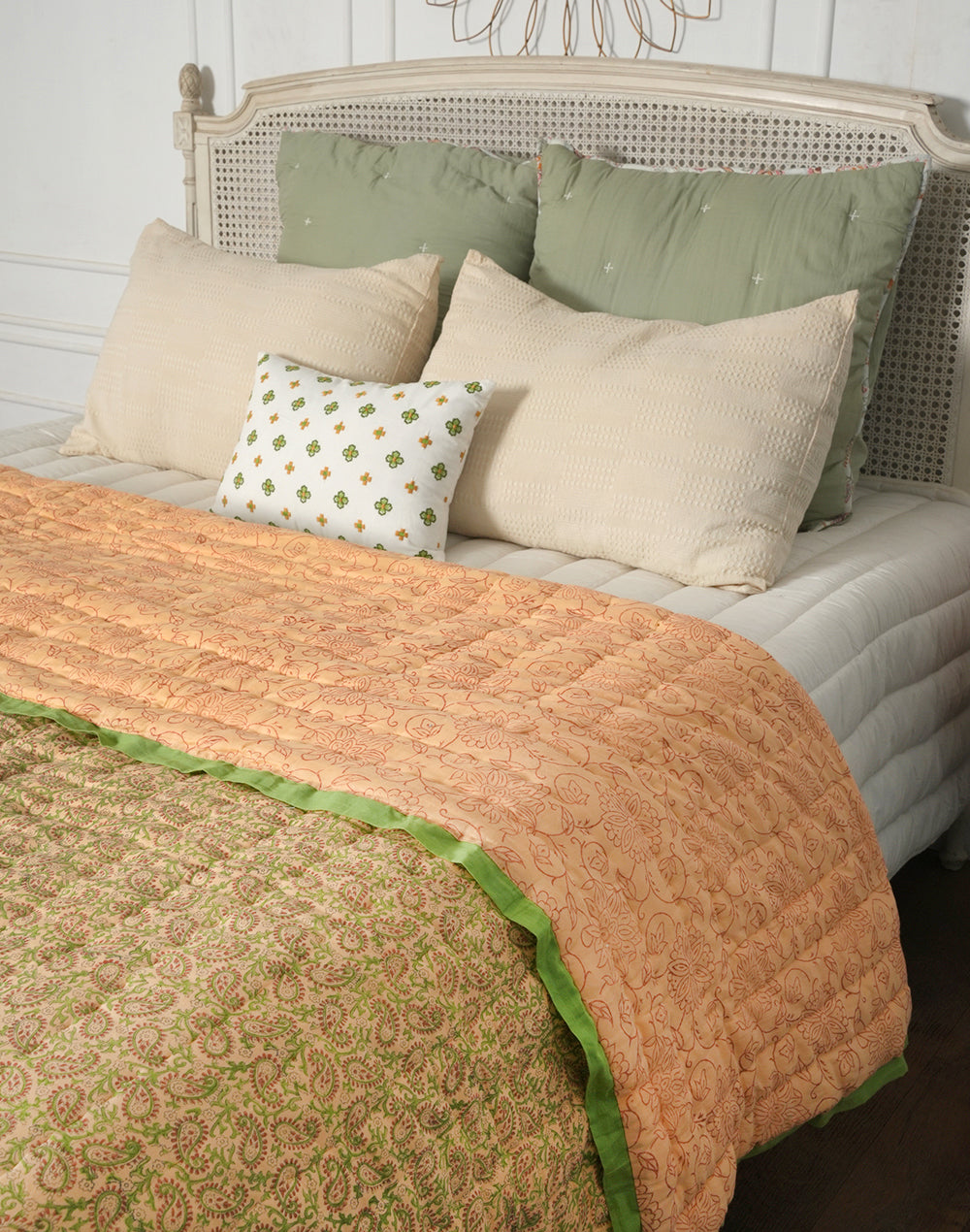 Block Printed Queen Bed Reversible Quilt- Queen