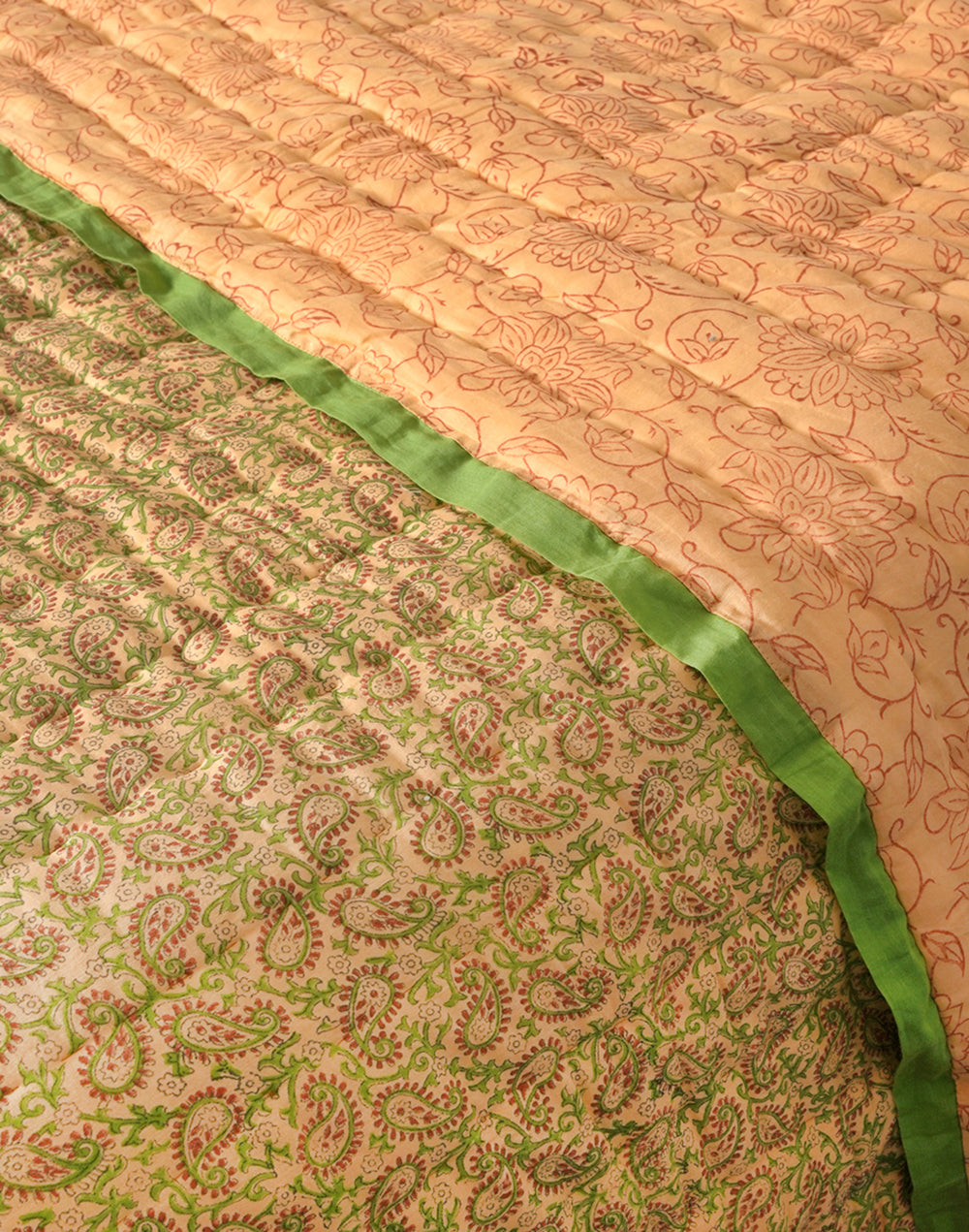 Block Printed Queen Bed Reversible Quilt- Queen