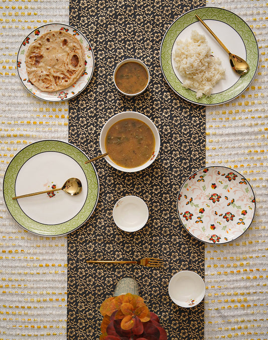 Grey Floral Canvac 14X72 Inch Runner