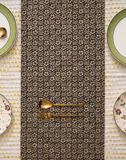 Grey Floral Canvac 14X72 Inch Runner