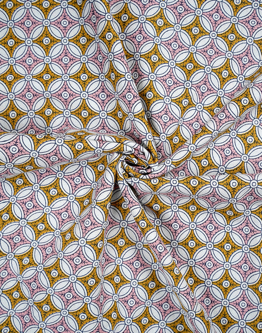 Orange Cotton Geometric Table Cover