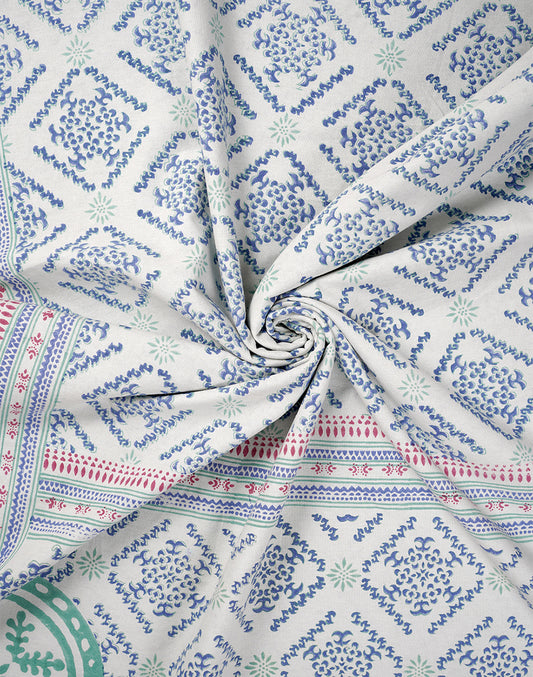 Blue Cotton Geometric Protective Table Cover