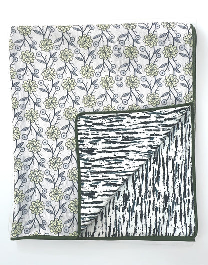 Elegant Blooms Grey Cotton Dohar Single Piece