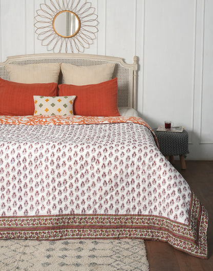 Ac Cotton Block Printed, Queen Bed Quilt
