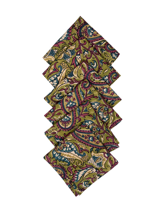 Set Of 6 - 10" Floral Printed Cocktail Napkin / Small Napkins