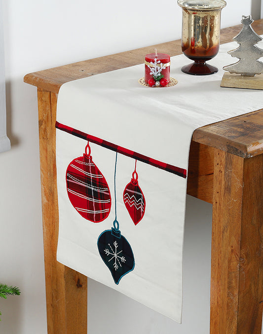 Christmas Bell White Center Table Runner